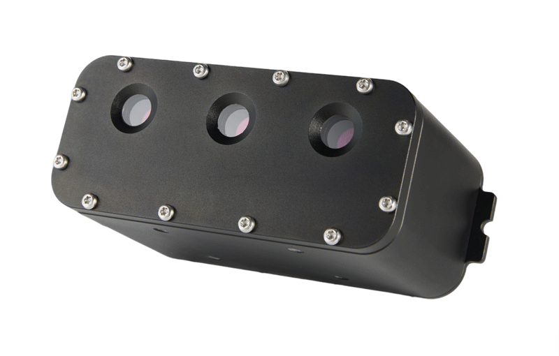 深海OAK三目立体智能摄像头 防水AI相机 仰角正视图